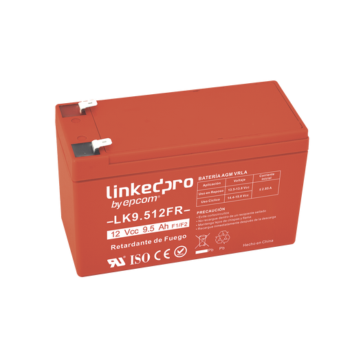 BATERÍA 12 VCC / 5.5 AH / UL / TECNOLOGÍA AGM-VRLA / RETARDANTE A LA FLAMA / PARA USO EN EQUIPO ELECTRÓNICO, ALARMAS DE INTRUSIÓN / INCENDIO/ CONTROL DE ACCESO / VIDEO VIGILANCIA / TERMINALES F1 Y F2.-Fuentes de Alimentación-LINKEDPRO BY EPCOM-LK9.512FR-Bsai Seguridad & Controles