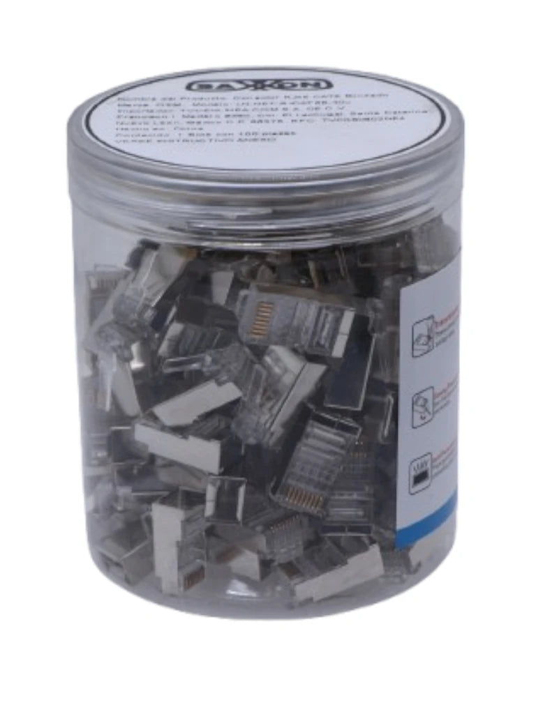 TCE LN-NET-RJCAT6B-30U - PLUG MODULAR RJ45 CAT6 BLINDADO, CHAPADO EN ORO 30 MICRAS, ALTA VELOCIDAD, CONECTOR 8P8C PARA REDES ETHERNET Y CABLEADO ESTRUCTURADO-Jacks y Plugs-OEM-Bsai Seguridad & Controles