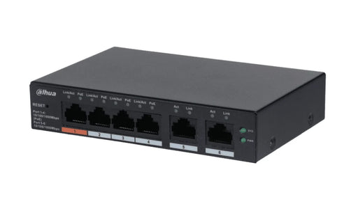 DAHUA CS4006-4ET-60 - SWITCH POE DE 6 PUERTOS ADMINISTRABLE/ 4 PUERTOS POE 10/100/ 2 PUERTOS UPLINK 10/100/1000/ 60 WATTS TOTALES/ ADMINISTRABLE EN LA NUBE POR DOLYNK CARE/ POE HASTA 250 METROS/ CARCASA METALICA/ SWITCHING 4.8 GBPS/ #LONUEVO-Switches POE-DAHUA-DHT3720028-Bsai Seguridad & Controles