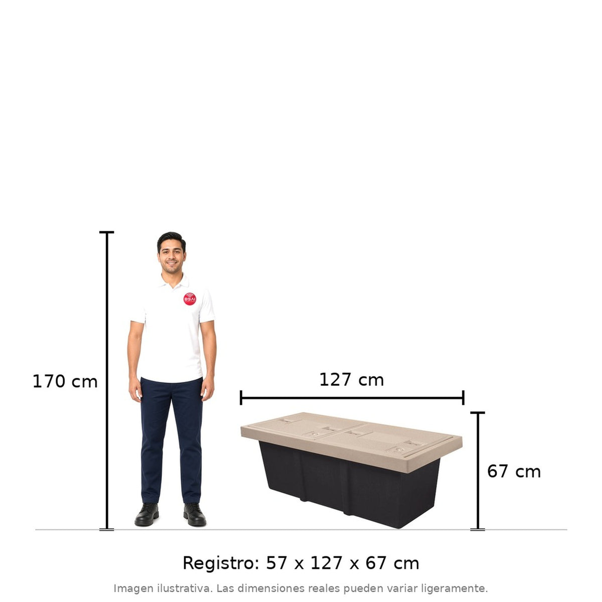 REGISTRO DE TELECOMUNICACIONES / 2.5 TONELADAS / CUERPO FIBRA DE VIDRIO / TAPA CONCRETO POLIMÉRICO / USO PEATONAL / 57X127 CM [LP-RL2TL] tamaño real