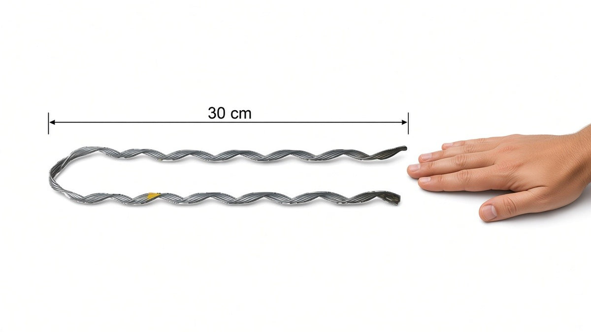 REMATE PREFORMADO PARA FIBRA ÓPTICA / ACERO GALVANIZADO / DIÁMETRO 5.5 - 6.5 MM / SPAN 80 M (262.5 FT) / LONGITUD 300 MM / IDENTIFICADOR ROJO [LP-RP0406] tamaño real