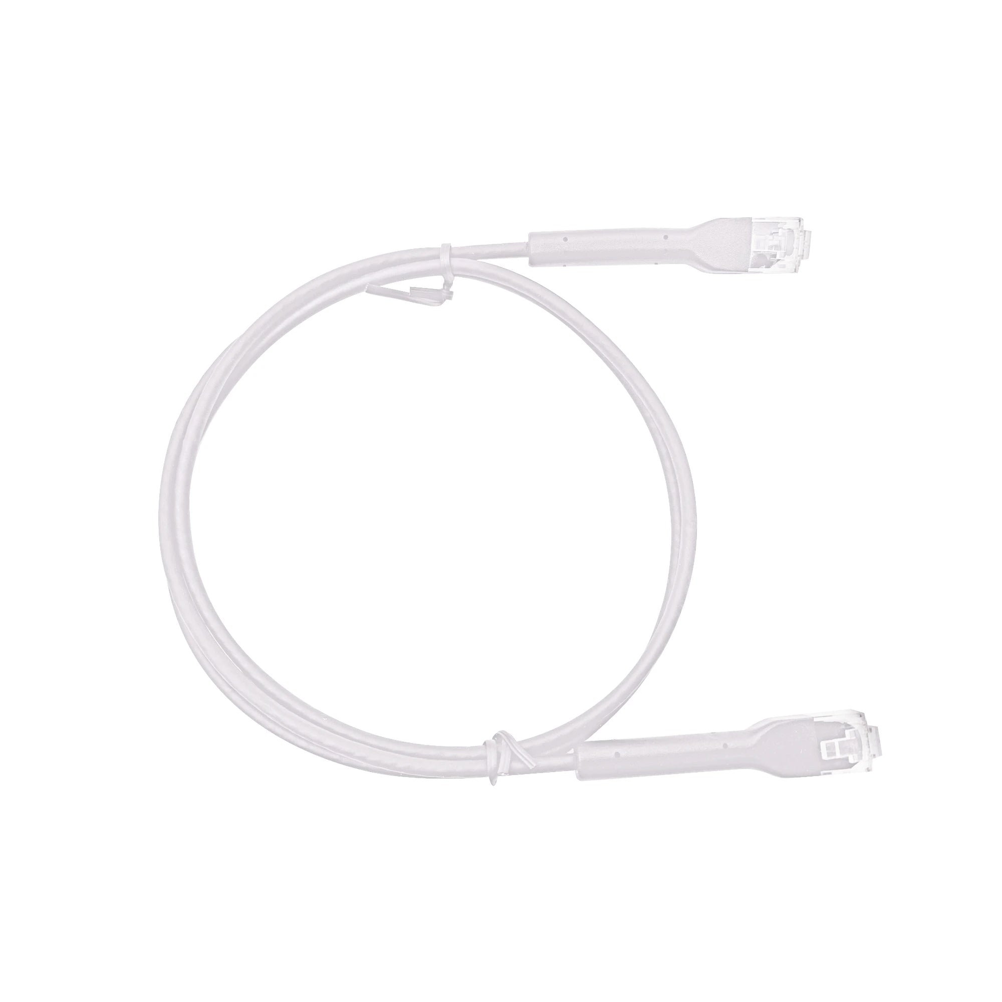 MINI PATCH CORD CAT6A ULTRA SLIM 20 CM (7.87 PULGADAS) BLANCO ? AHORRA ESPACIO SIN ORGANIZADORES, CON BOTA FLEXIBLE