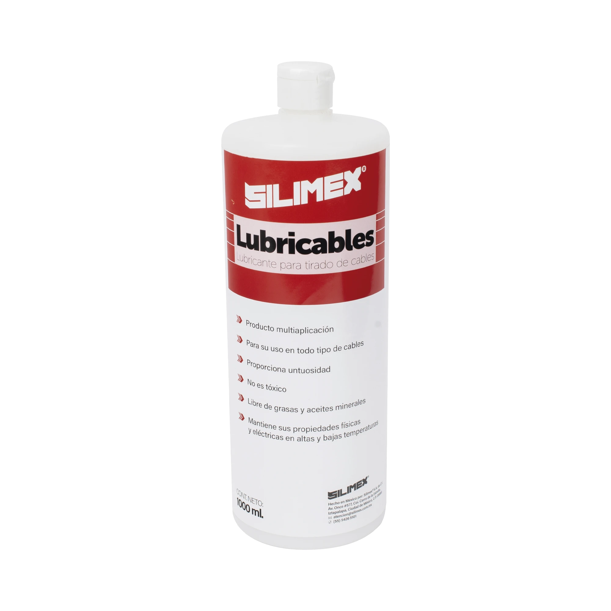 LUBRICANTE DIELÉCTRICO DE ALTA EFICIENCIA PARA JALADO DE CABLES SIN DAÑOS / NO ES TÓXICO Y COMPATIBLE CON TODO TIPO DE CABLE / DESLIZAMIENTO DE CABLES SEGURO, SIN FRICCIÓN Y SIN RIESGOS / PRESENTACIÓN DE 1 LITRO-Área Eléctrica-SILIMEX-Bsai Seguridad & Controles