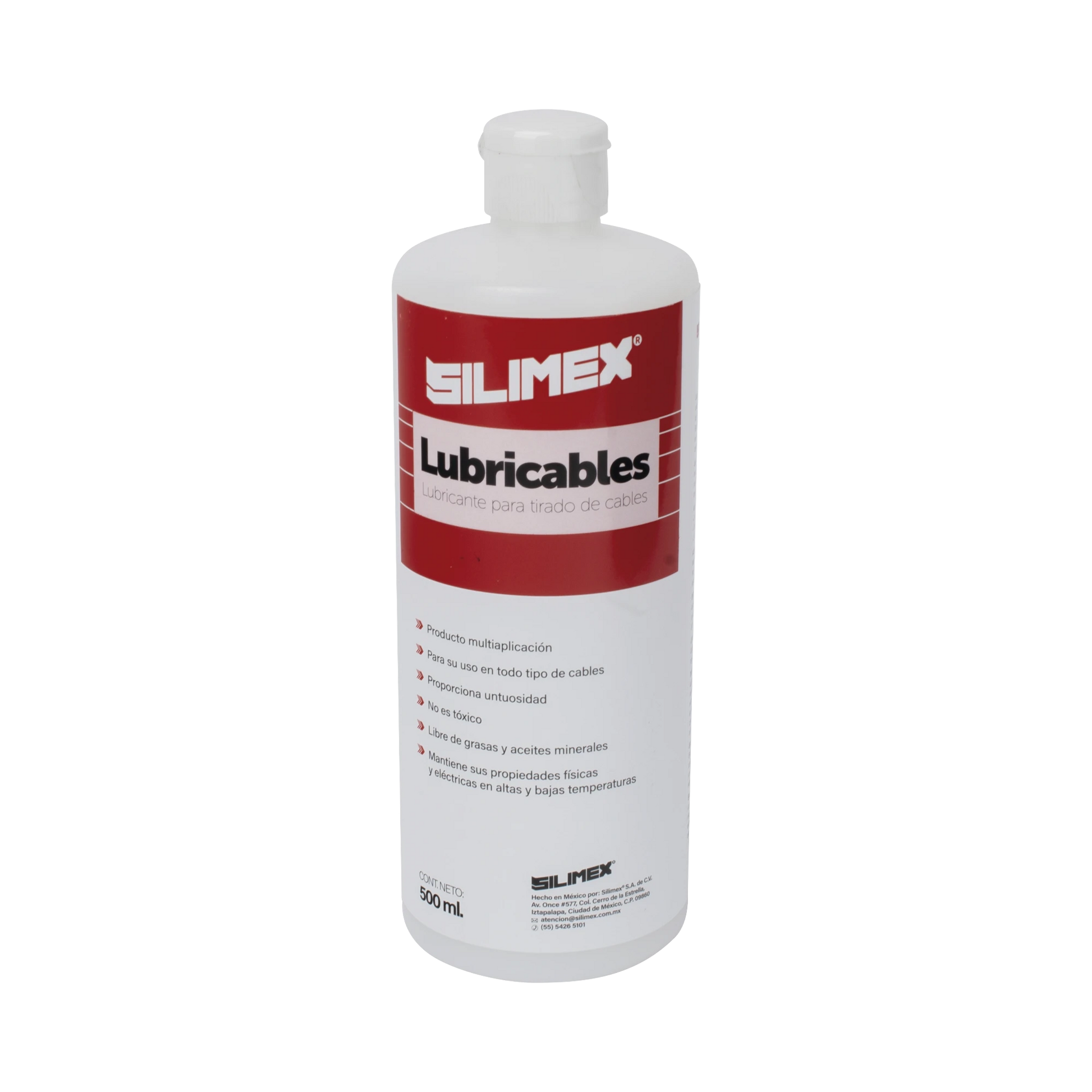 LUBRICANTE DIELÉCTRICO DE ALTA EFICIENCIA PARA JALADO DE CABLES SIN DAÑOS / NO ES TÓXICO Y COMPATIBLE CON TODO TIPO DE CABLE / DESLIZAMIENTO DE CABLES SEGURO, SIN FRICCIÓN Y SIN RIESGOS / PRESENTACIÓN DE 1/2 LITRO-Área Eléctrica-SILIMEX-Bsai Seguridad & Controles
