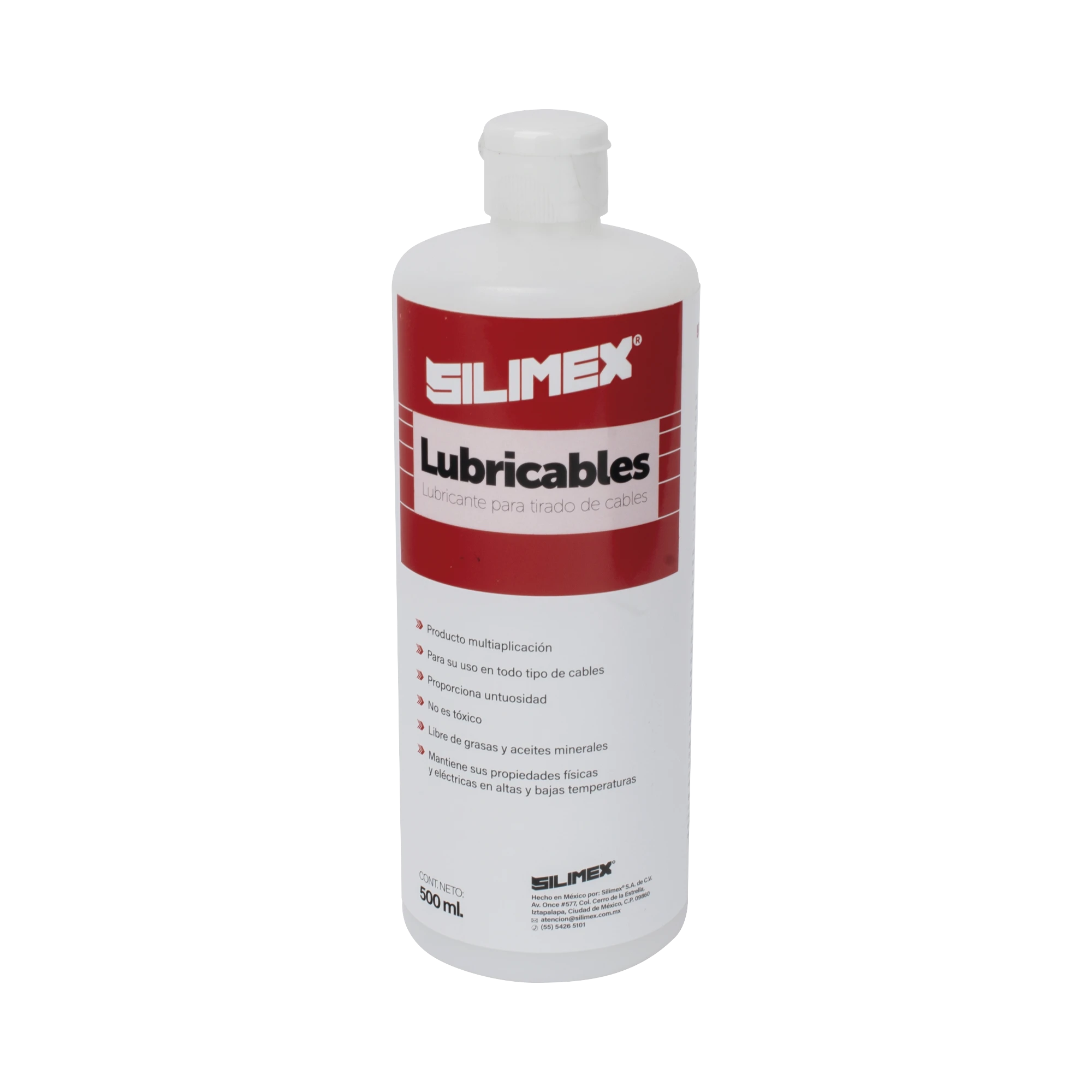 LUBRICANTE DIELÉCTRICO DE ALTA EFICIENCIA PARA JALADO DE CABLES SIN DAÑOS / NO ES TÓXICO Y COMPATIBLE CON TODO TIPO DE CABLE / DESLIZAMIENTO DE CABLES SEGURO, SIN FRICCIÓN Y SIN RIESGOS / PRESENTACIÓN DE 1/2 LITRO-Área Eléctrica-SILIMEX-Bsai Seguridad & Controles
