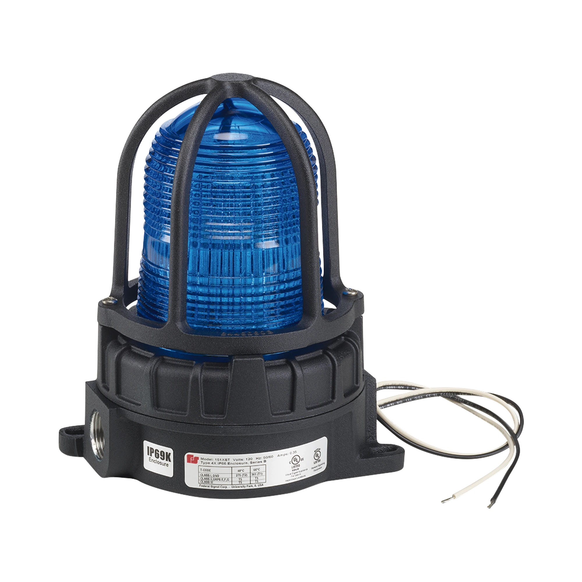 LUZ DE ADVERTENCIA LED PARA UBICACIÓNES PELIGROSAS, MONTAJE PARA SUPERFICIES, 24VCC, AZUL-Luces Auxiliares-FEDERAL SIGNAL INDUSTRIAL-Bsai Seguridad & Controles