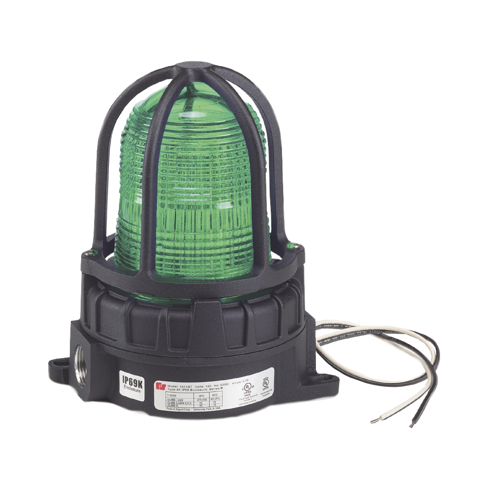 LUZ DE ADVERTENCIA LED PARA UBICACIÓNES PELIGROSAS, MONTAJE PARA SUPERFICIES, 24VCD, VERDE-Luces Perimetrales-FEDERAL SIGNAL INDUSTRIAL-Bsai Seguridad & Controles