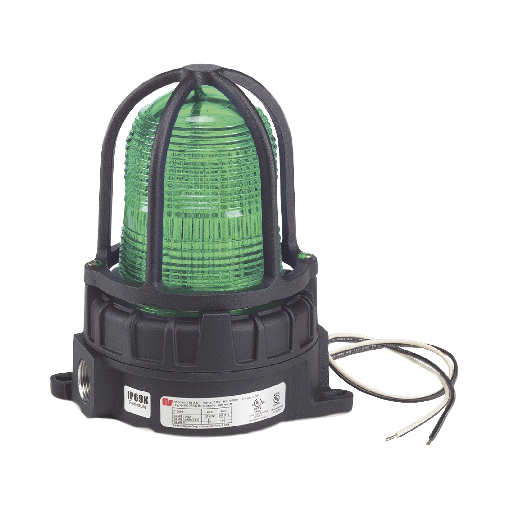 LUZ DE ADVERTENCIA LED PARA UBICACIÓNES PELIGROSAS, MONTAJE PARA SUPERFICIES, 24VCD, VERDE-Luces Perimetrales-FEDERAL SIGNAL INDUSTRIAL-Bsai Seguridad & Controles