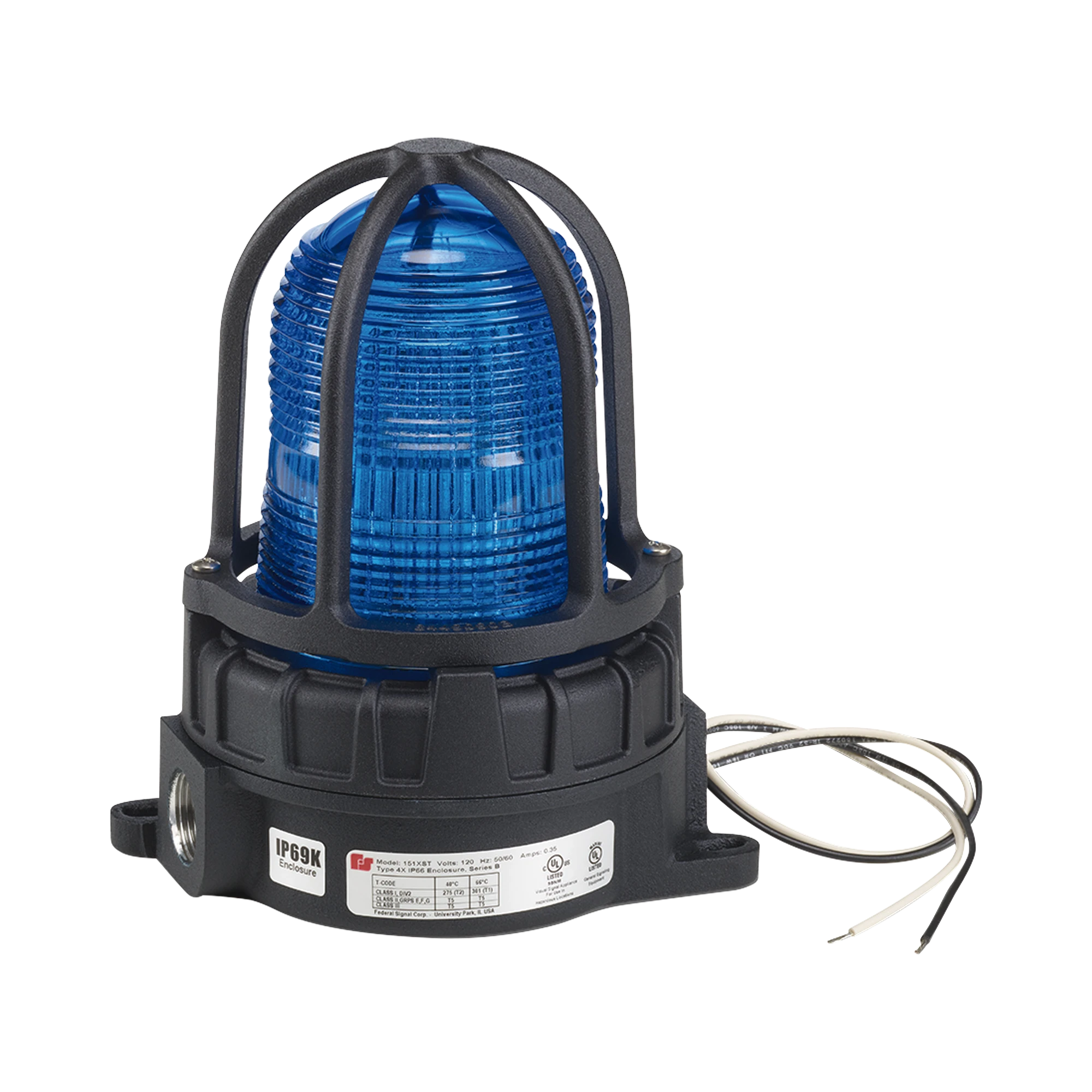 LUZ DE ADVERTENCIA LED PARA UBICACIÓNES PELIGROSAS, MONTAJE TIPO TUBO, 24VCC, AZUL-Luces Auxiliares-FEDERAL SIGNAL INDUSTRIAL-Bsai Seguridad & Controles