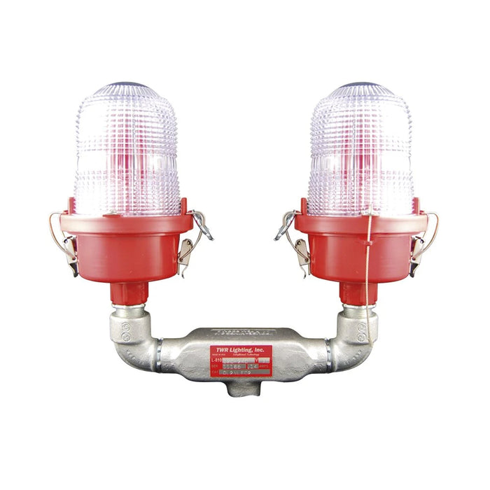 LÁMPARA DE OBSTRUCCIÓN ROJA CERTIFICADA/ LUZ FIJA TIPO L-810 DOBLE LED/ 120 - 240 VCA/ LUZ INFRAROJA-Lámparas de Obstrucción-TWR-Bsai Seguridad & Controles