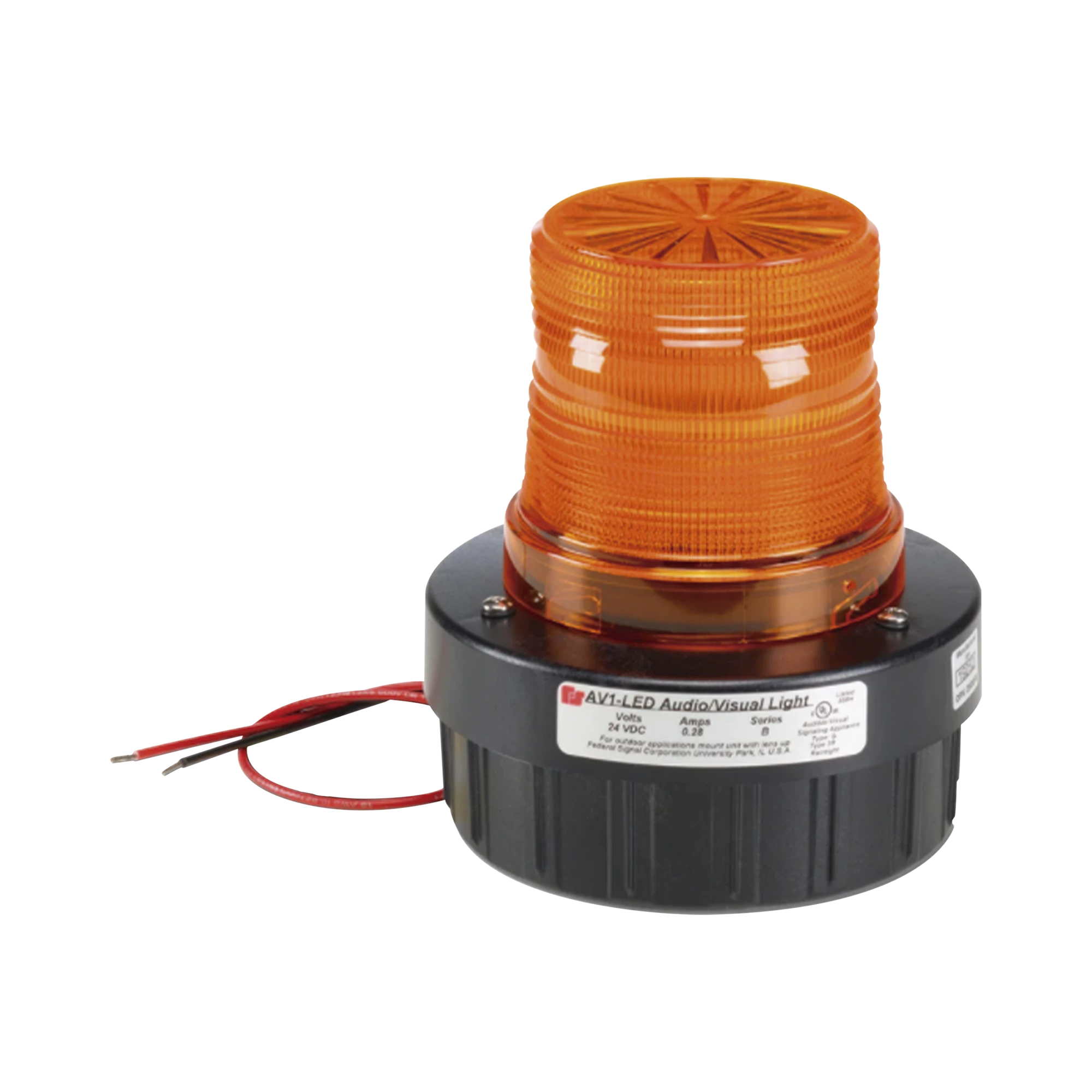 LUZ LED INTERMITENTE VISUAL AUDIBLE, UL Y CUL, 24 VCD, ÁMBAR-Luces Perimetrales-FEDERAL SIGNAL INDUSTRIAL-Bsai Seguridad & Controles