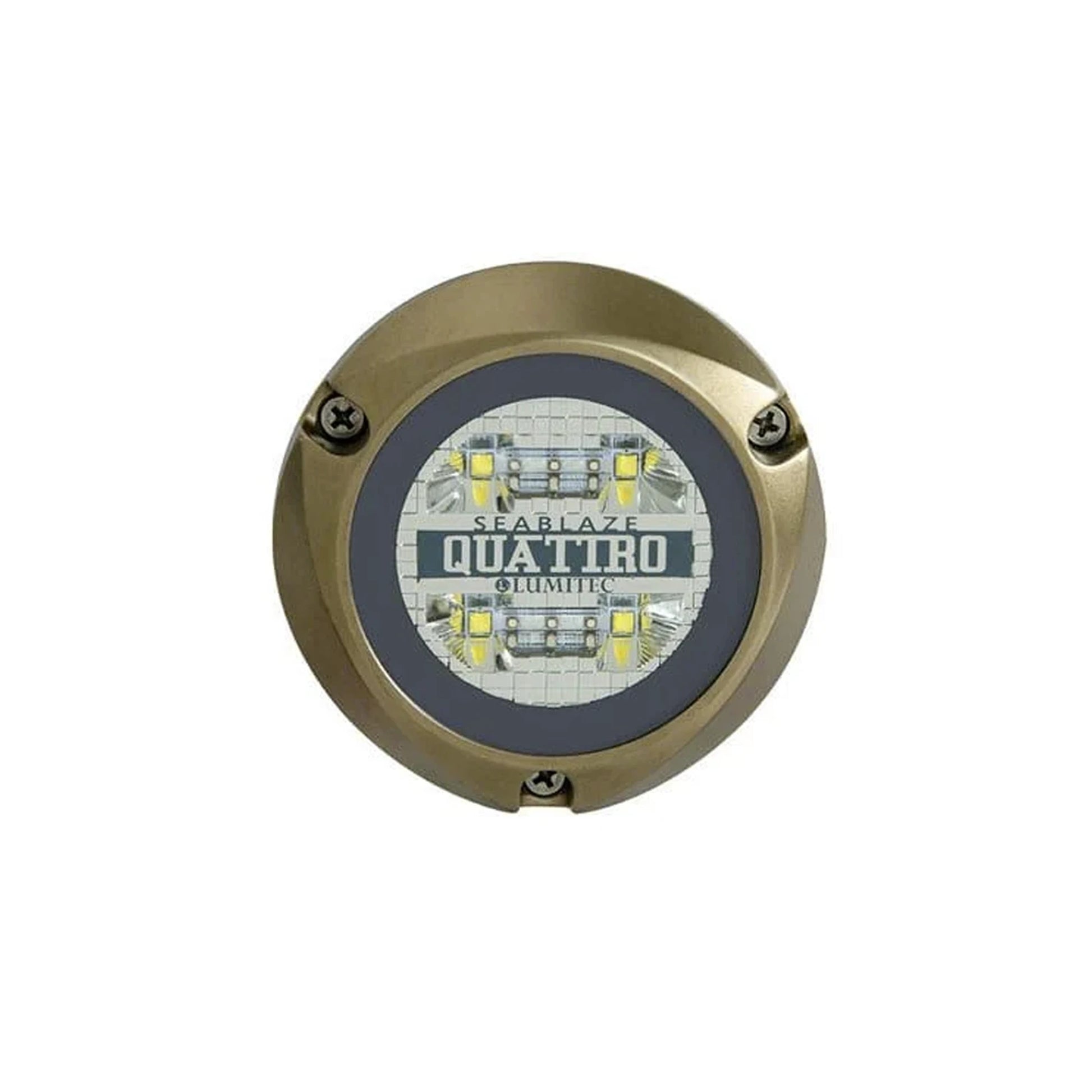 LUZ LED MARINA SUMERGIBLE SEABLAZE QUATTRO, EMITE LUZ DE COLOR BLANCO Y AZUL DE 2000 LÚMENES, FABRICADA EN BRONCE NAVAL CON GRADO DE PROTECCIÓN IP68.-Soluciones Marinas-LUMITEC-Bsai Seguridad & Controles