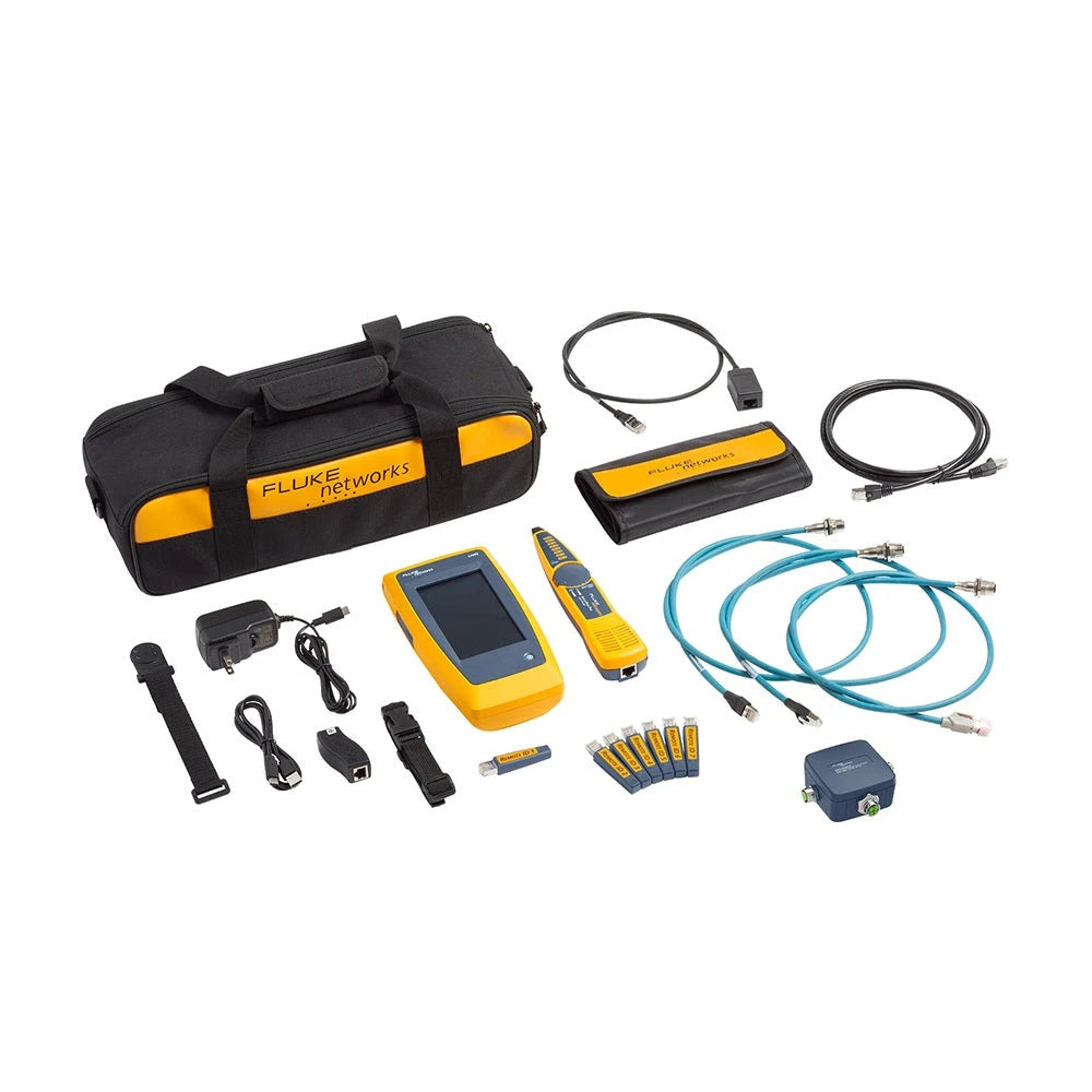 TESTER DE CABLES Y DE RED LINKIQ FLUKE NETWORKS LIQ-KIT-IE CON ADAPTADOR MULTICONECTOR CON CORREA MAGNÉTICA, IDENTIFICACIONES REMOTAS RJ45 NO.1 A 7 CON MALETIN, SONDA INTELLITONE INCLUYE PATCH CORD RJ45/M12X, PATCH CORD RJ45/M12D, PATCH CORD RJ45/M8D A...-Equipos Medición y Certificación-FLUKE NETWORKS-Bsai Seguridad & Controles