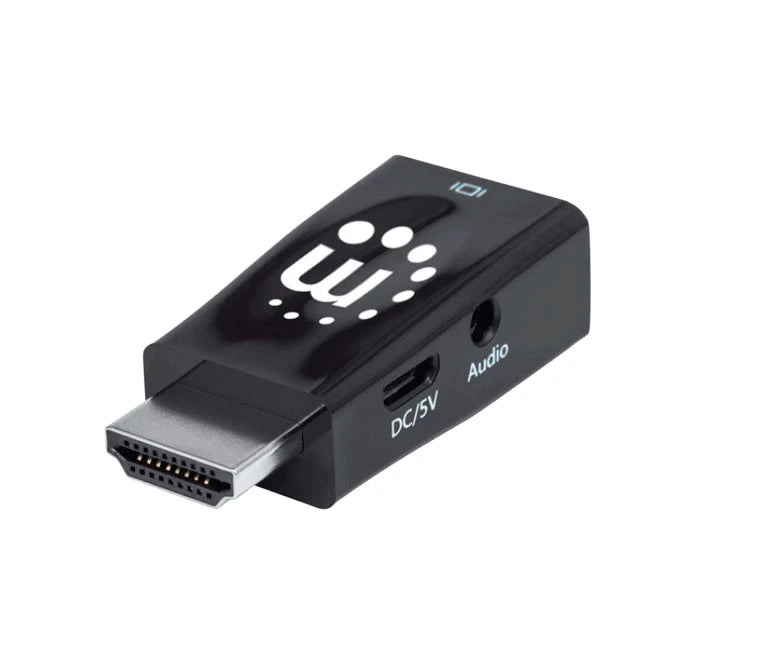 MANHATTAN 151542 - MICRO CONVERTIDOR HDMI A VGA CON SALIDA DE AUDIO HDMI MACHO A VGA HEMBRA CON SALIDA DE AUDIO, ALIMENTACIÓN OPCIONAL POR PUERTO USB MICRO-B, NEGRO-Accesorios HDMI-MANHATTAN-Bsai Seguridad & Controles