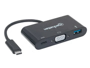 MANHATTAN 152044 - DOCKING STATION USB TIPO-C Y VGA SUPERSPEED, USB 3.1 TIPO-C MACHO A VGA, USB TIPO-A Y USB TIPO-C HEMBRAS, CONVERTIDOR MULTIPUERTOS, NEGRO-Accesorios y Cables USB-MANHATTAN-Bsai Seguridad & Controles