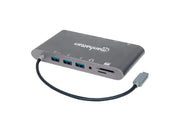 MANHATTAN 152808 - ESTACIÓN DOCKING USB-C SUPERVELOCIDAD 7 EN 1 USB 3.2 TIPO-C MACHO A HDMI, MINI DP O VGA, TRES PUERTOS USB 3.0 TIPO-A,PUERTO USB-C PD, GIGABIT PUERTO RJ45, LECTOR TARJETAS SD Y PUERTO DE AUDIO DE 3.5 MM, ALUMINIO, GRIS-Accesorios y Cables USB-MANHATTAN-Bsai Seguridad & Controles