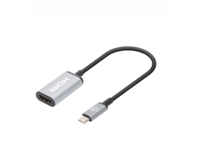 MANHATTAN 153706 - ADAPTADOR USB-C A HDMI 4K@60HZ CONVERTIDOR USB 3.2 TIPO-C MACHO A HDMI HEMBRA, ACTIVO, ALUMINIO, NEGRO-HDMI-MANHATTAN-Bsai Seguridad & Controles