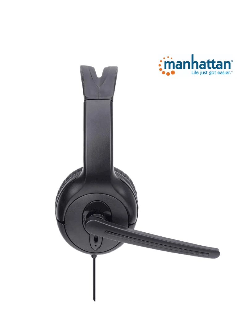 MANHATTAN 179874 - AUDÍFONO USB MONOAURAL CON MICRÓFONO DISEÑO MONOAURAL, CABLEADO CON UN CONECTOR USB-A, CONTROL DE VOLUMEN EN LÍNEA, MICRÓFONO AJUSTABLE, NEGRO-Micrófonos-MANHATTAN-Bsai Seguridad & Controles