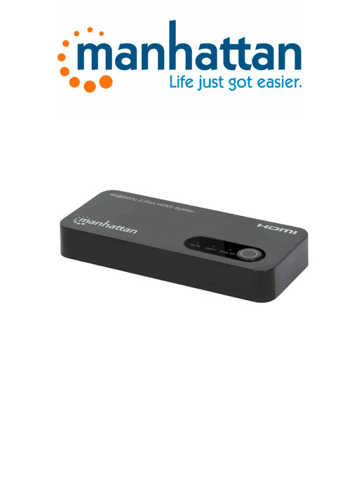 MANHATTAN 207614 - VIDEO SPLITTER HDMI 4K DE 2 PUERTOS DIVIDE UNA ENTRADA HDMI EN DOS SALIDAS HDMI 4K (1X2), 18GBPS, NEGRO-Divisores / Splitters-MANHATTAN-MAN0560024-Bsai Seguridad & Controles