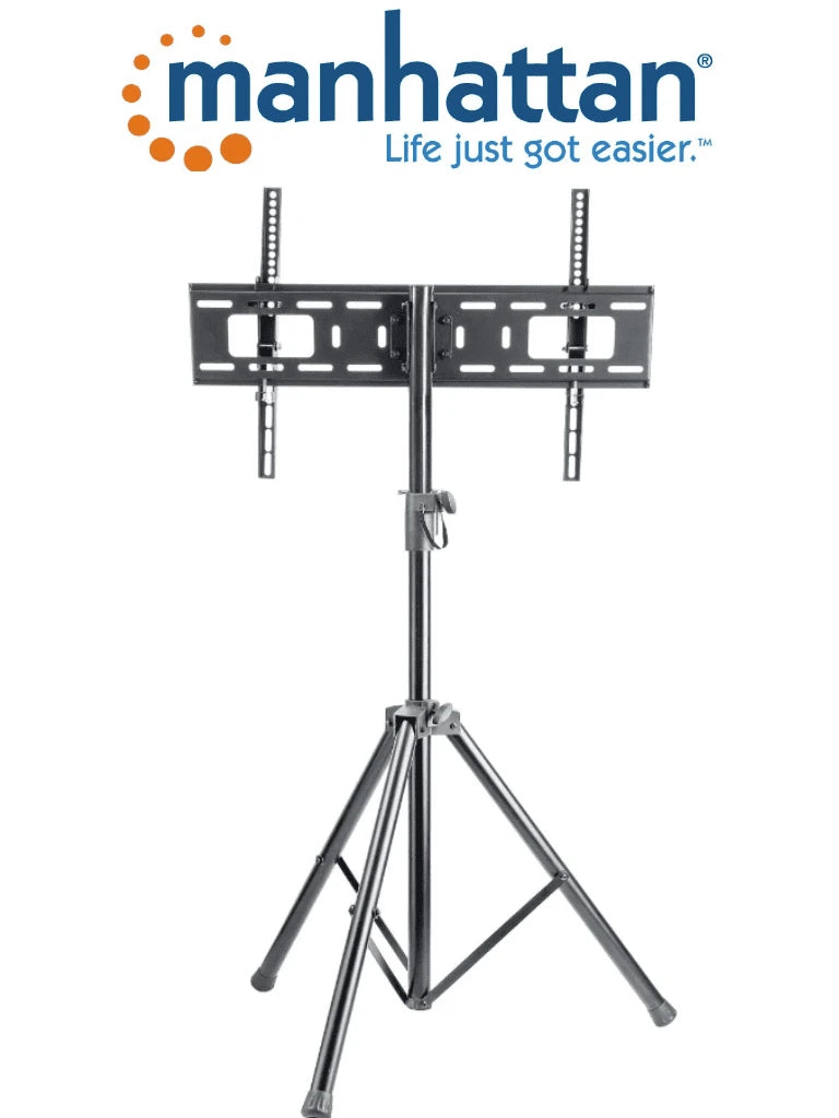 Soportes y Bases MANHATTAN 461412- Soporte de Piso para Pantallas de 37 a 70 Pulgadas/ 35 Kg de Carga/ Trípode con Ajuste de Altura de 1.24 a 1.88 Mts/ Ajuste de Inclinación/ VESA 200/ 400x200/ 300/ 400/ 600x400/-Soportes y Bases-MANHATTAN-Bsai Seguridad & Controles