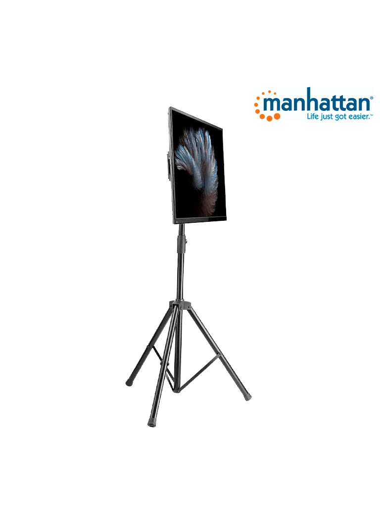 Soportes y Bases MANHATTAN 461412- Soporte de Piso para Pantallas de 37 a 70 Pulgadas/ 35 Kg de Carga/ Trípode con Ajuste de Altura de 1.24 a 1.88 Mts/ Ajuste de Inclinación/ VESA 200/ 400x200/ 300/ 400/ 600x400/-Soportes y Bases-MANHATTAN-Bsai Seguridad & Controles