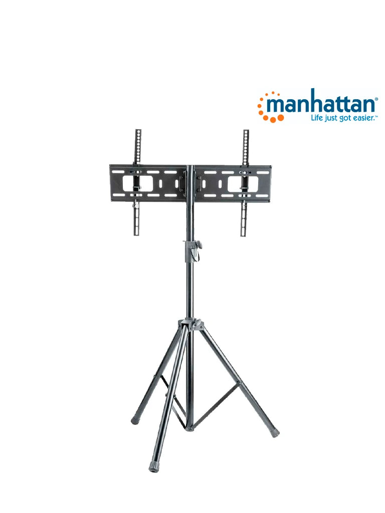 Soportes y Bases MANHATTAN 461412- Soporte de Piso para Pantallas de 37 a 70 Pulgadas/ 35 Kg de Carga/ Trípode con Ajuste de Altura de 1.24 a 1.88 Mts/ Ajuste de Inclinación/ VESA 200/ 400x200/ 300/ 400/ 600x400/-Soportes y Bases-MANHATTAN-Bsai Seguridad & Controles