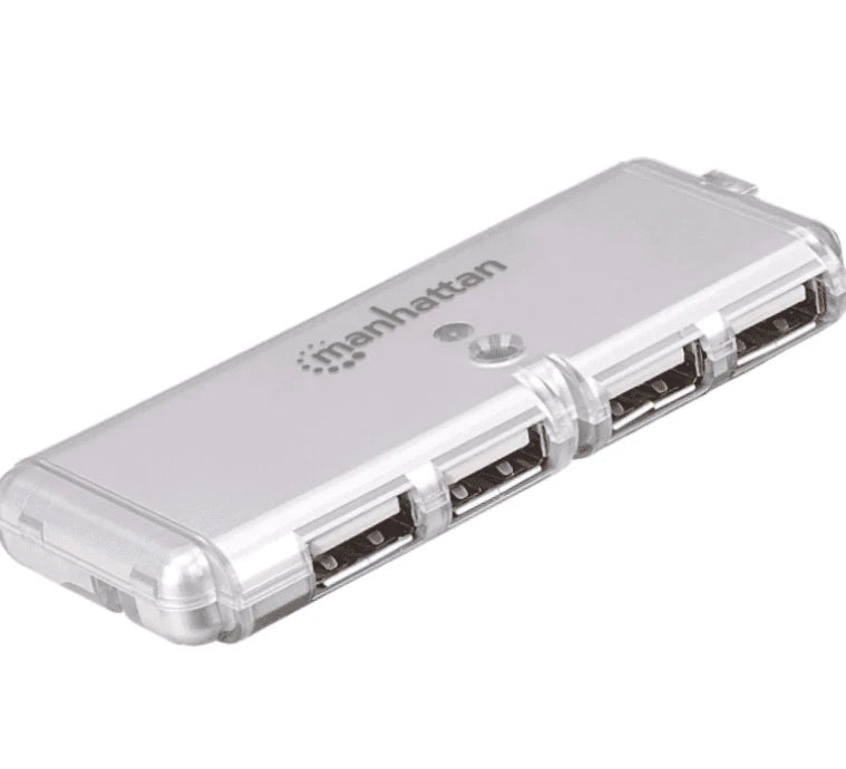 MANHATTAN 160599 - PUERTO USB DE 4 PUERTOS DE ALTA VELOCIDAD/ PROVEE ENERGÍA/ CABLE USB INTEGRADO/ PROTECCIÓN CONTRA SOBRECARGA DE CORRIENTE (HOT-SWAPPABLE)/ LED INDICADOR DE ALIMENTACIÓN/-Accesorios y Cables USB-MANHATTAN-Bsai Seguridad & Controles