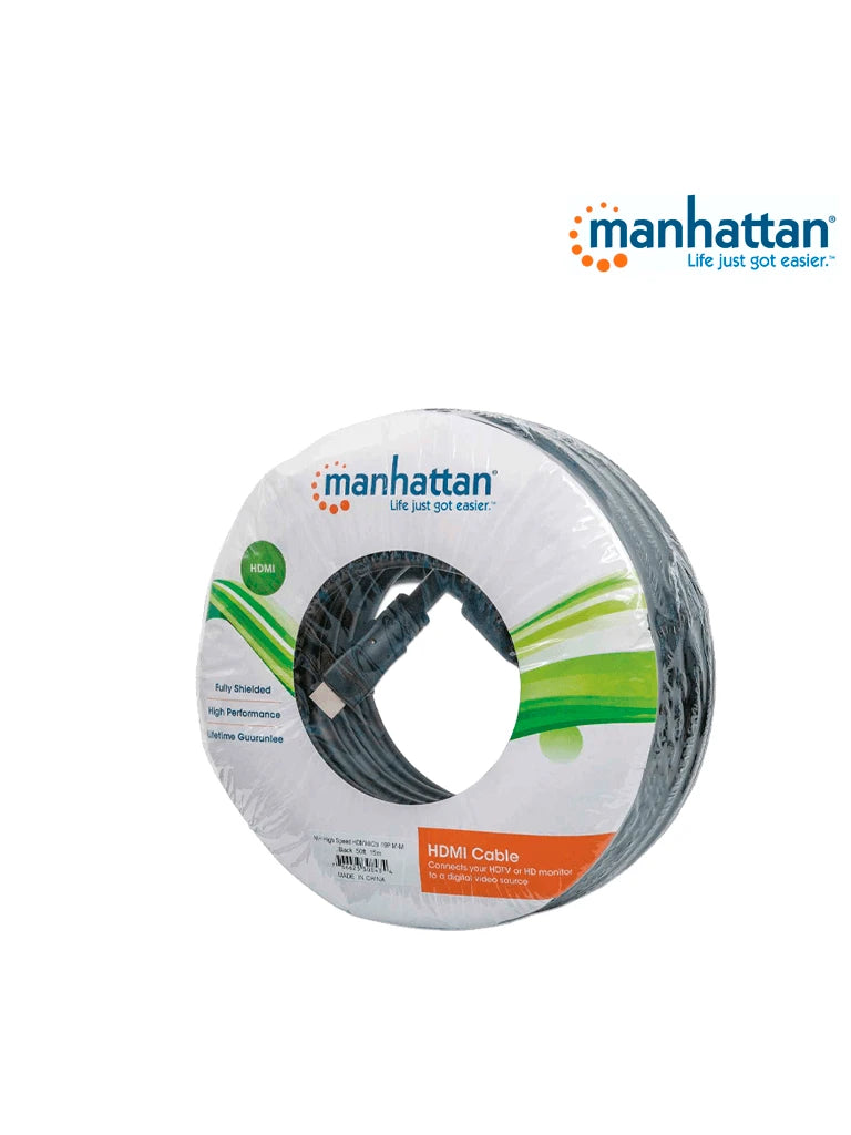 MANHATTAN 308458 - CABLE HDMI DE ALTA VELOCIDAD DE 22.5 METROS/ RESOLUCIÓN 4K@30HZ/ SOPROTA 3D/ HDMI MACHO A MACHO/ SOPORTA CANAL DE RETORNO DE AUDIO (ARC)/ BLINDADO PARA REDUCIR INTERFERENCIA/-HDMI-MANHATTAN-Bsai Seguridad & Controles