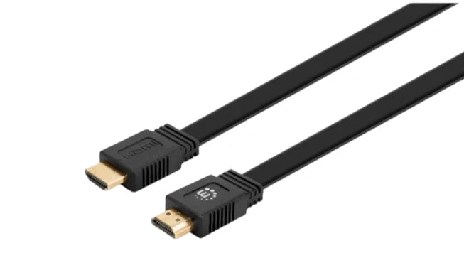 MANHATTAN 355629 - CABLE HDMI PLANO DE ALTA VELOCIDAD CON ETHERNET 4K @ 60HZ UHD, HDMI MACHO A MACHO, 3 M (10 PIES), HDR, HEC, ARC, CONTACTOS BAÑADOS EN ORO, NEGRO-HDMI-MANHATTAN-Bsai Seguridad & Controles