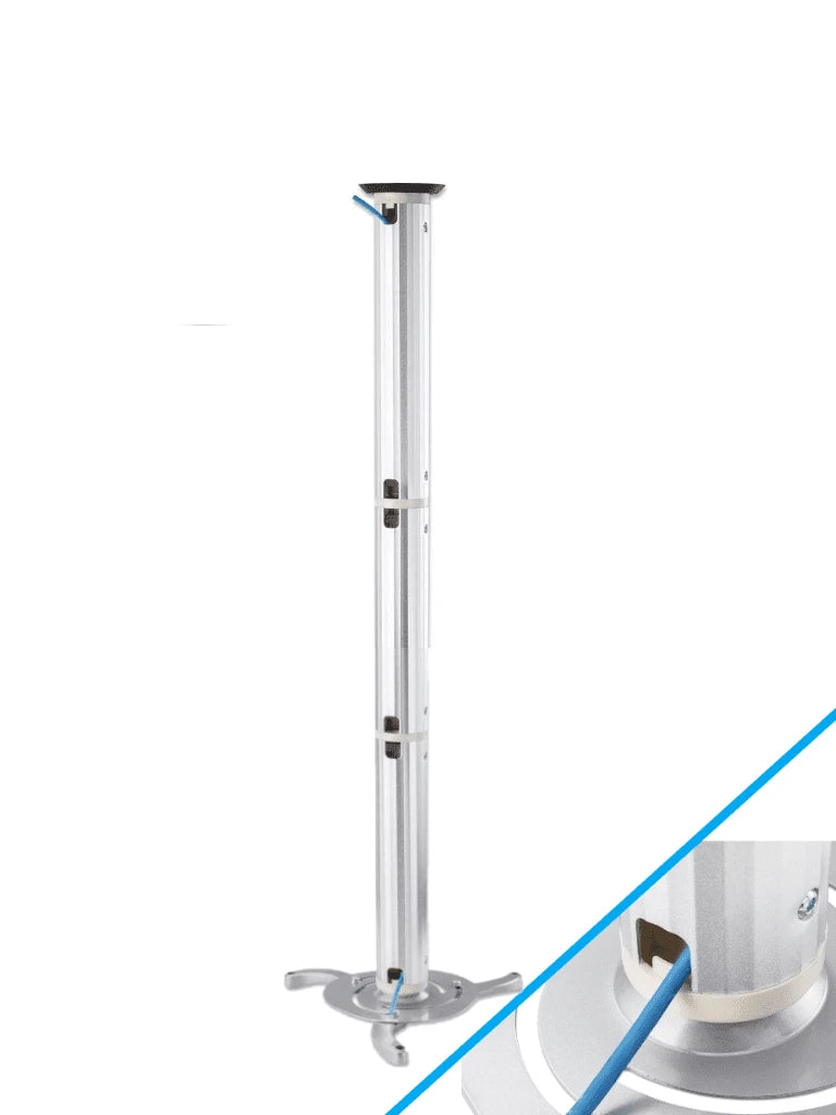 MANHATTAN 424820 - SOPORTE DE TECHO PARA PROYECTOR/ 10 KG DE CARGA/ BARRA EXTENSIBLE DE 13 A 106 CM/ AJUSTE VERTICAL, GIRO Y ALTURA/ CONSTRUIDO EN ALUMINIO/ ADMINISTRADOR DE CABLE/ SUJETA CON SEGURIDAD LA MAYORÍA DE LOS PROYECTORES/-Soportes y Bases-MANHATTAN-Bsai Seguridad & Controles