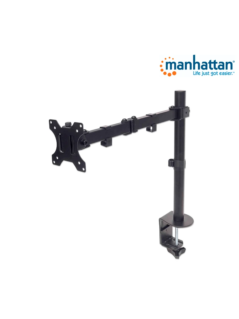 MANHATTAN 461542 - SOPORTE DE ESCRITORIO PARA MONITORES DE 13 A 32 PULGADAS/ 8 KG DE CARGA/ BRAZO DOBLE ARTICULADO/ AJUSTE HORIZONTAL Y VERTICAL/ VESA 75/ 100/-Soportes y Bases-MANHATTAN-Bsai Seguridad & Controles