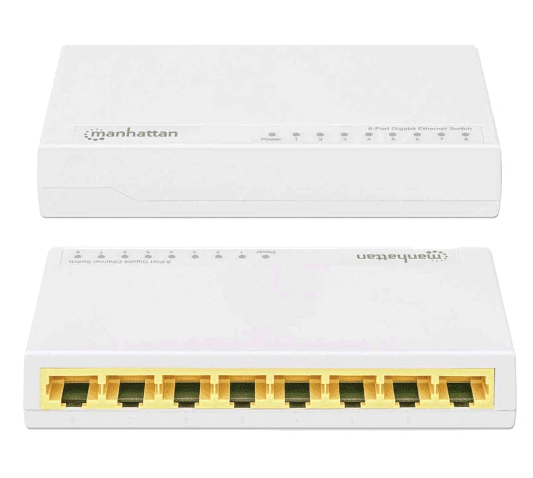 MANHATTAN 560702 SWITCH DE ESCRITORIO GIGABIT ETHERNET DE 8 PUERTOS DE PLÁSTICO, PARA ESCRITORIO, IEEE 802.3AZ (ETHERNET DE EFICIENCIA ENERGÉTICA)-Switches-MANHATTAN-Bsai Seguridad & Controles
