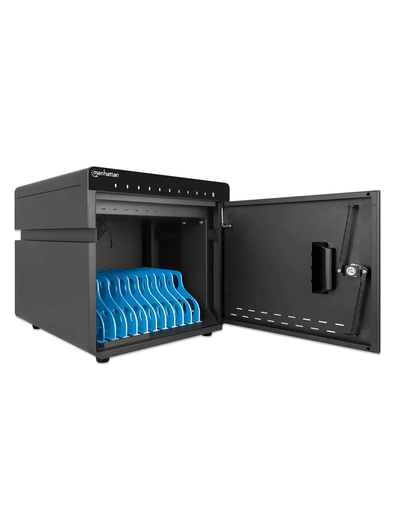 MANHATTAN - 715942 - GABINETE PROFESIONAL CARGA 10 PUERTOS USB-C - 180 W / 10 PUERTOS, BAHÍAS TELÉFONOS Y TABLETAS, 180 W EN TOTAL, HASTA 18 W POR PUERTO, CERRADURA, PROTECCIÓN SOBRETENSIONES, VENTILACIÓN INTEGRADA, CARCASA METÁLICA, NEGRO #PROMOMAYO-Racks-MANHATTAN-Bsai Seguridad & Controles