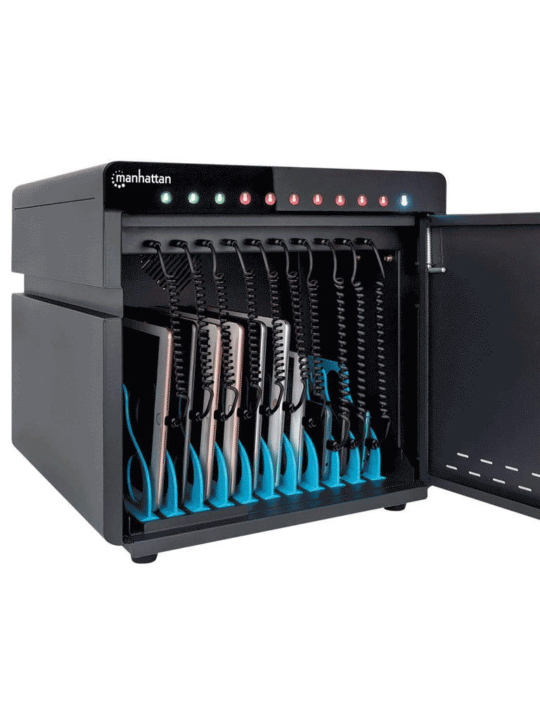 MANHATTAN - 715942 - GABINETE PROFESIONAL CARGA 10 PUERTOS USB-C - 180 W / 10 PUERTOS, BAHÍAS TELÉFONOS Y TABLETAS, 180 W EN TOTAL, HASTA 18 W POR PUERTO, CERRADURA, PROTECCIÓN SOBRETENSIONES, VENTILACIÓN INTEGRADA, CARCASA METÁLICA, NEGRO #PROMOMAYO-Racks-MANHATTAN-Bsai Seguridad & Controles