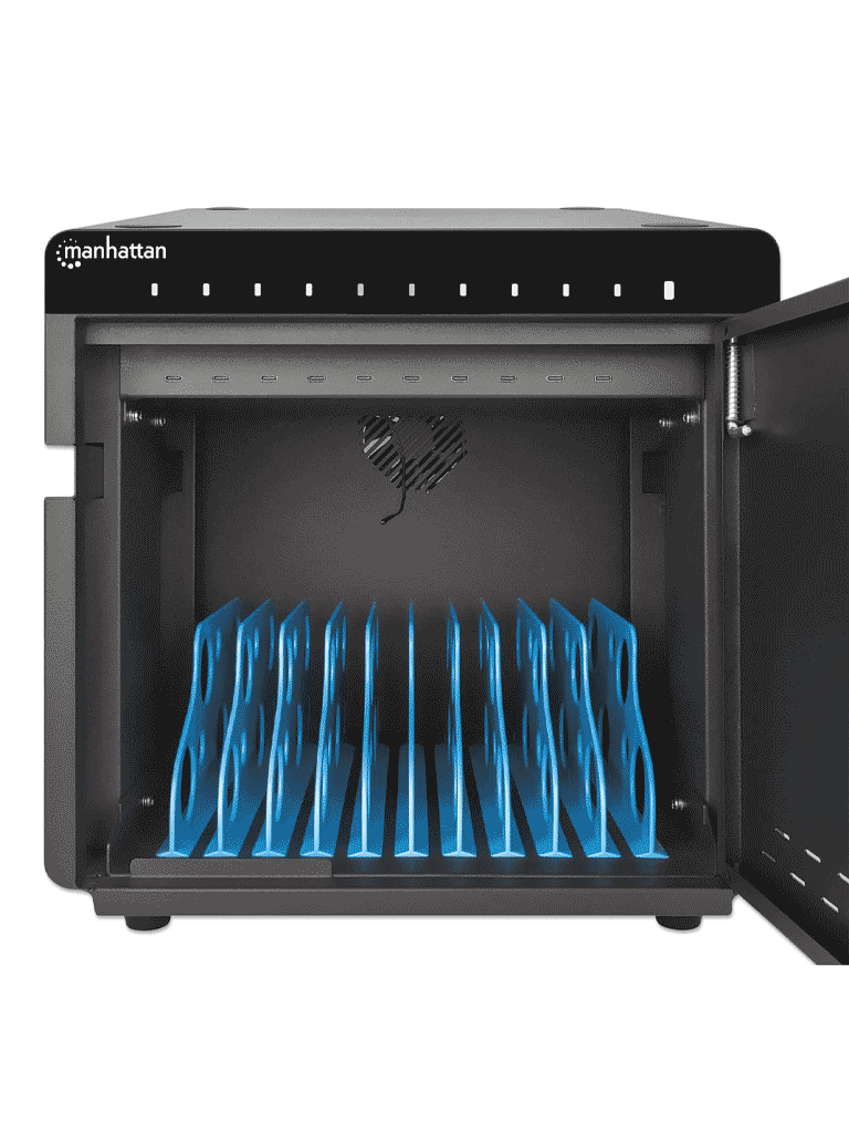 MANHATTAN - 715942 - GABINETE PROFESIONAL CARGA 10 PUERTOS USB-C - 180 W / 10 PUERTOS, BAHÍAS TELÉFONOS Y TABLETAS, 180 W EN TOTAL, HASTA 18 W POR PUERTO, CERRADURA, PROTECCIÓN SOBRETENSIONES, VENTILACIÓN INTEGRADA, CARCASA METÁLICA, NEGRO #PROMOMAYO-Racks-MANHATTAN-Bsai Seguridad & Controles