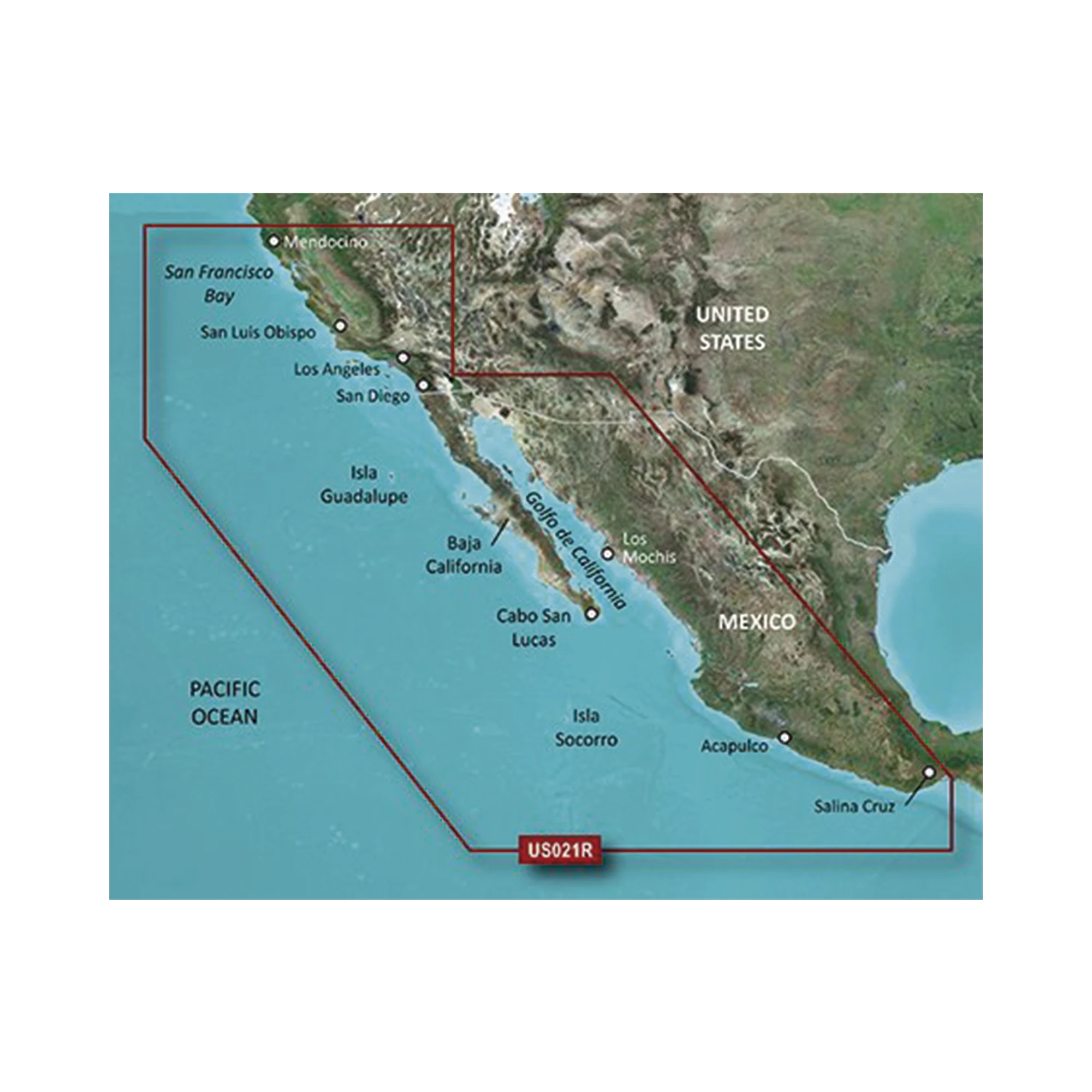 MAPA HXUS021R CALIFORNIA - MÉXICO.-Soluciones Marinas-GARMIN-Bsai Seguridad & Controles