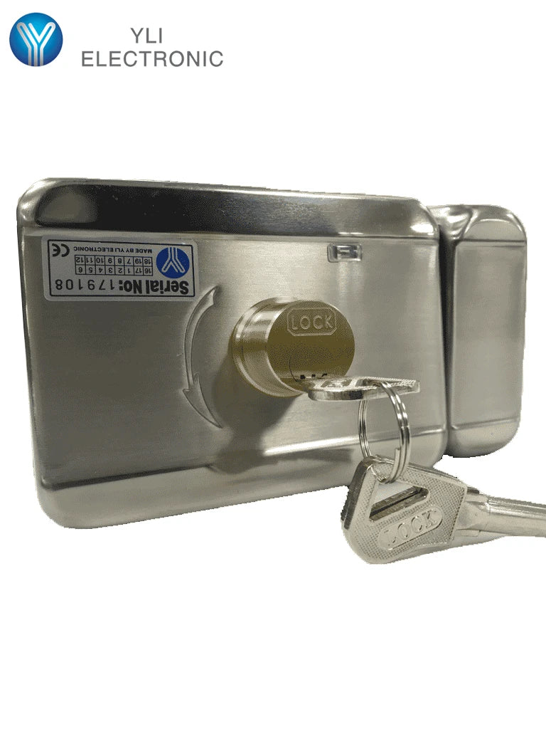 YLI ABK703BS - CERRADURA INTELIGENTE ANTI IMPACTO CUENTA CON JUEGO DE 2 LLAVES, SENSOR CON LUZ LED DE STATUS O CORRECTO CERRADO, APERTURA CON PULSO VOLTAJE DE 12VDC/ #MÁSVENDIDO-Eléctrica-YLI ELECTRONIC-Bsai Seguridad & Controles