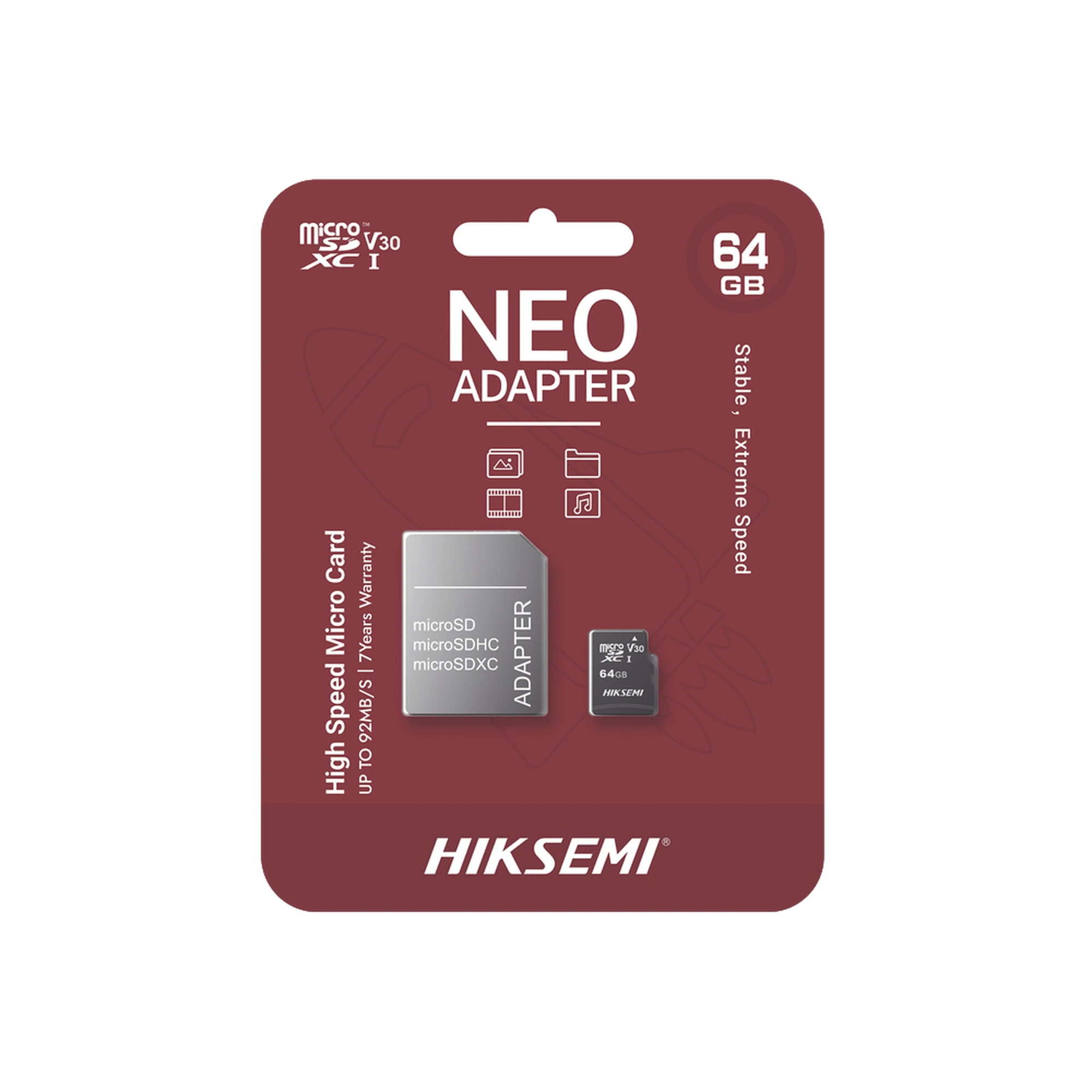 MEMORIA MICROSD CON ADAPTADOR IDEAL PARA CELULAR O TABLET / 64 GB / MULTIPROPÓSITO-Almacenamiento-HIKSEMI BY HIKVISION-Bsai Seguridad & Controles