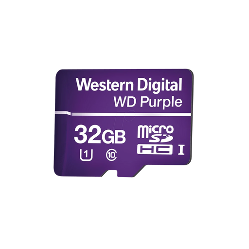 MEMORIA MICROSD DE 32GB PURPLE, ESPECIALIZADA PARA VIDEOVIGILANCIA-Almacenamiento-WESTERN DIGITAL-WD32MSD-Bsai Seguridad & Controles