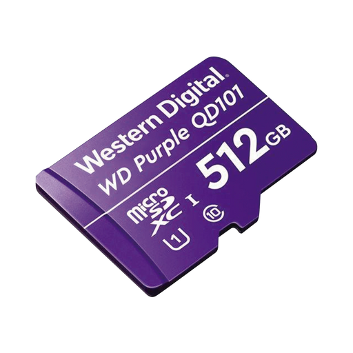 MEMORIA MICROSD DE 512 GB PURPLE, ESPECIALIZADA PARA VIDEOVIGILANCIA, 3 VECES MAYOR DURACIÓN QUE UNA CONVENCIONAL-Almacenamiento-Western Digital (WD)-WD512MSD-Bsai Seguridad & Controles