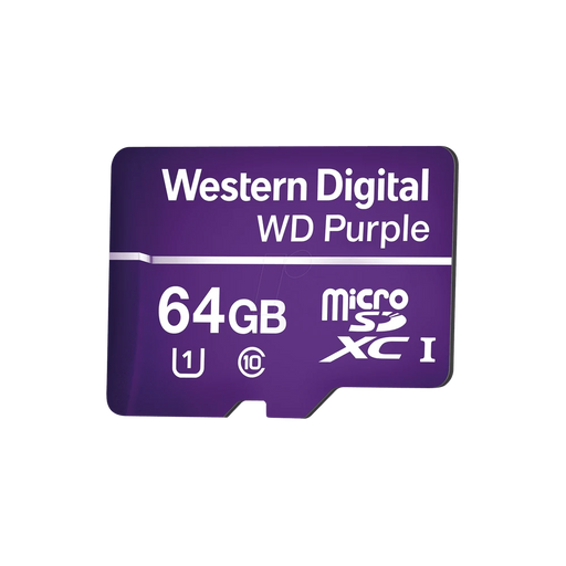 MEMORIA MICROSD DE 64GB PURPLE, ESPECIALIZADA PARA VIDEOVIGILANCIA-Almacenamiento-WESTERN DIGITAL-WD64MSD-Bsai Seguridad & Controles