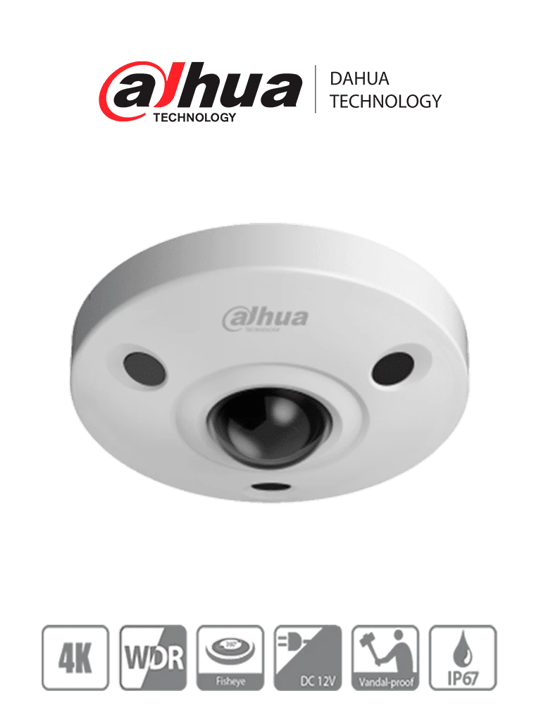 DAHUA HAC-EBW3802N - CÁMARA FISHEYE HDCVI 4K/ 8 MEGAPÍXELES/ VISTA PANORÁMICA DE 180°/ IR DE 15 METROS/ MICROFONO INTEGRADO/ WDR REAL DE 120 DB/ IP67/ IK10/ METALICA-Domo-DAHUA-Bsai Seguridad & Controles