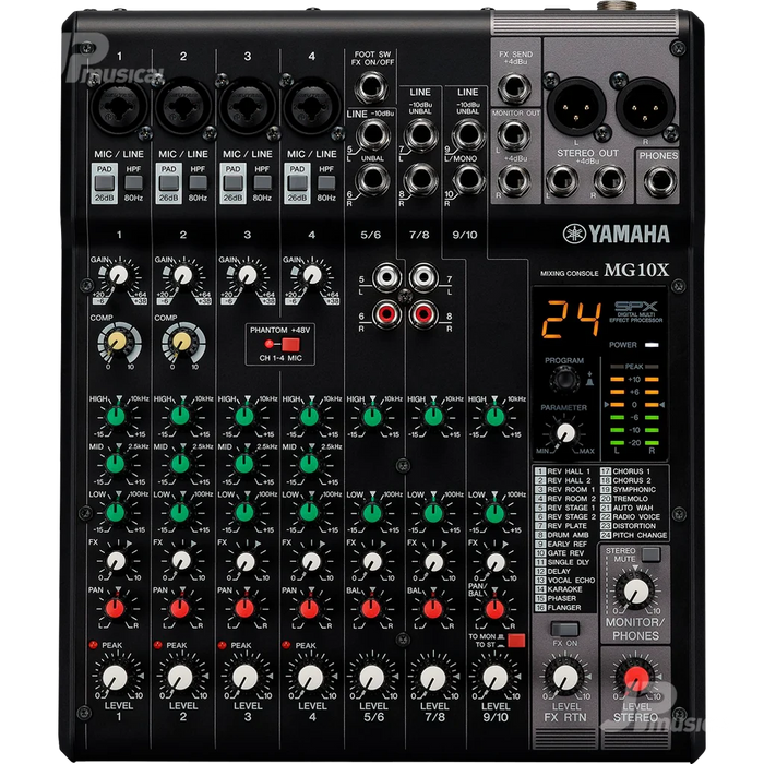 MEZCLADORA DE AUDIO | 10 CANALES | 4 ENTRADAS DE MICRÓFONO | 3 ENTRADAS DE LÍNEA | EFECTOS-Megafonia y Audioevacuacion-YAMAHA-MG-10XCVF-Bsai Seguridad & Controles