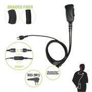 MICRÓFONO CON CABLE DE FIBRA TRENZADA SERIE SNAP COMPATIBLE CON CONECTOR MOTOROLA DE 2 PINES.-Accesorios para Motorola-PRYME-Bsai Seguridad & Controles