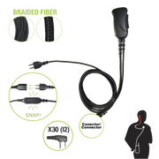 MICRÓFONO CON CABLE DE FIBRA TRENZADA SERIE SNAP COMPATIBLE CON ICOM 2 PINES (SIN TORNILLOS).-Accesorios para ICOM-PRYME-Bsai Seguridad & Controles