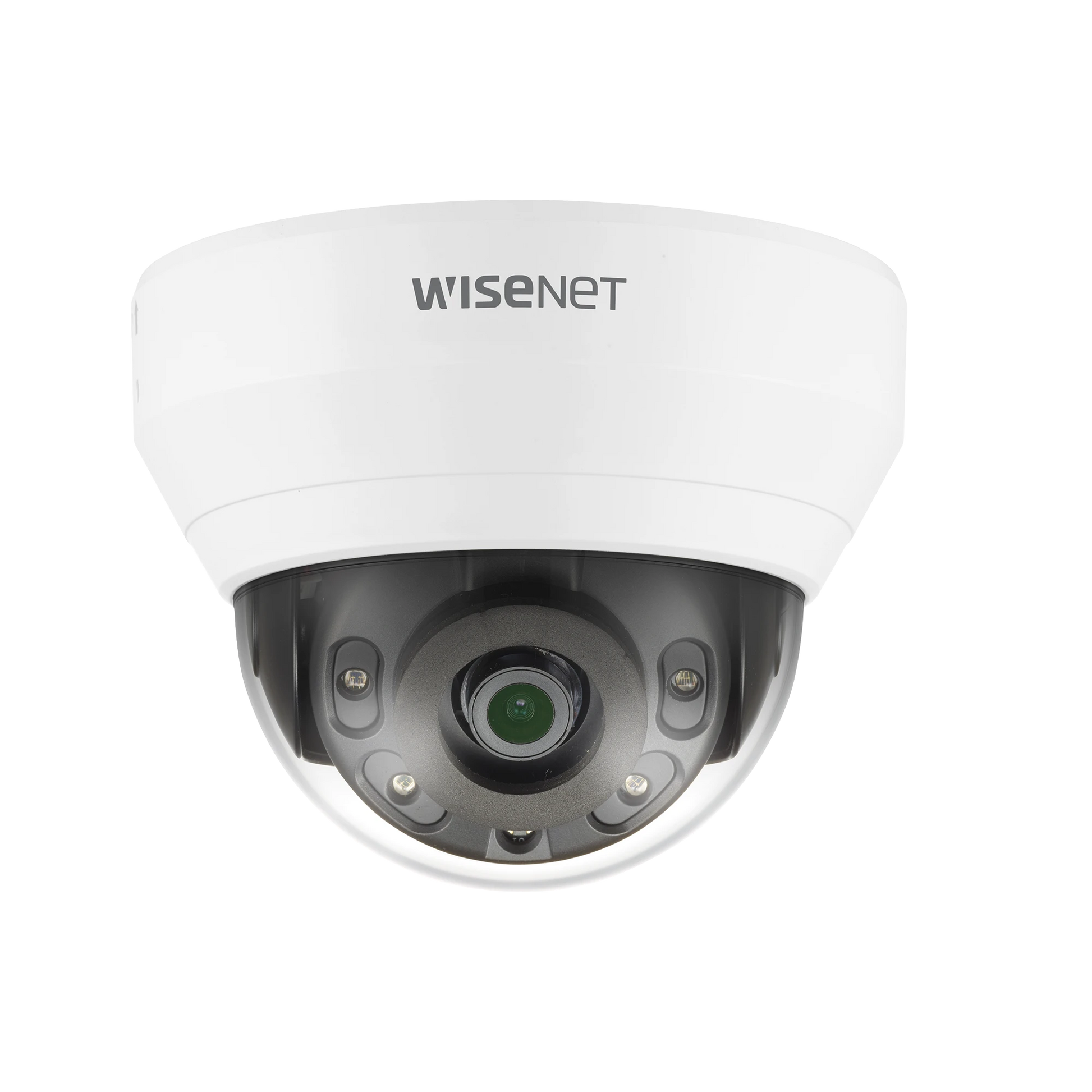 CÁMARA IP TIPO DOMO INTERIOR 2 MEGAPÍXEL / LENTE 2.8MM / IR 20M / WDR 120DB / H.265 & WISESTREAM / MICRÓFONO INTERCONSTRUIDO-Cámaras IP-HANWHA TECHWIN WISENET-Bsai Seguridad & Controles