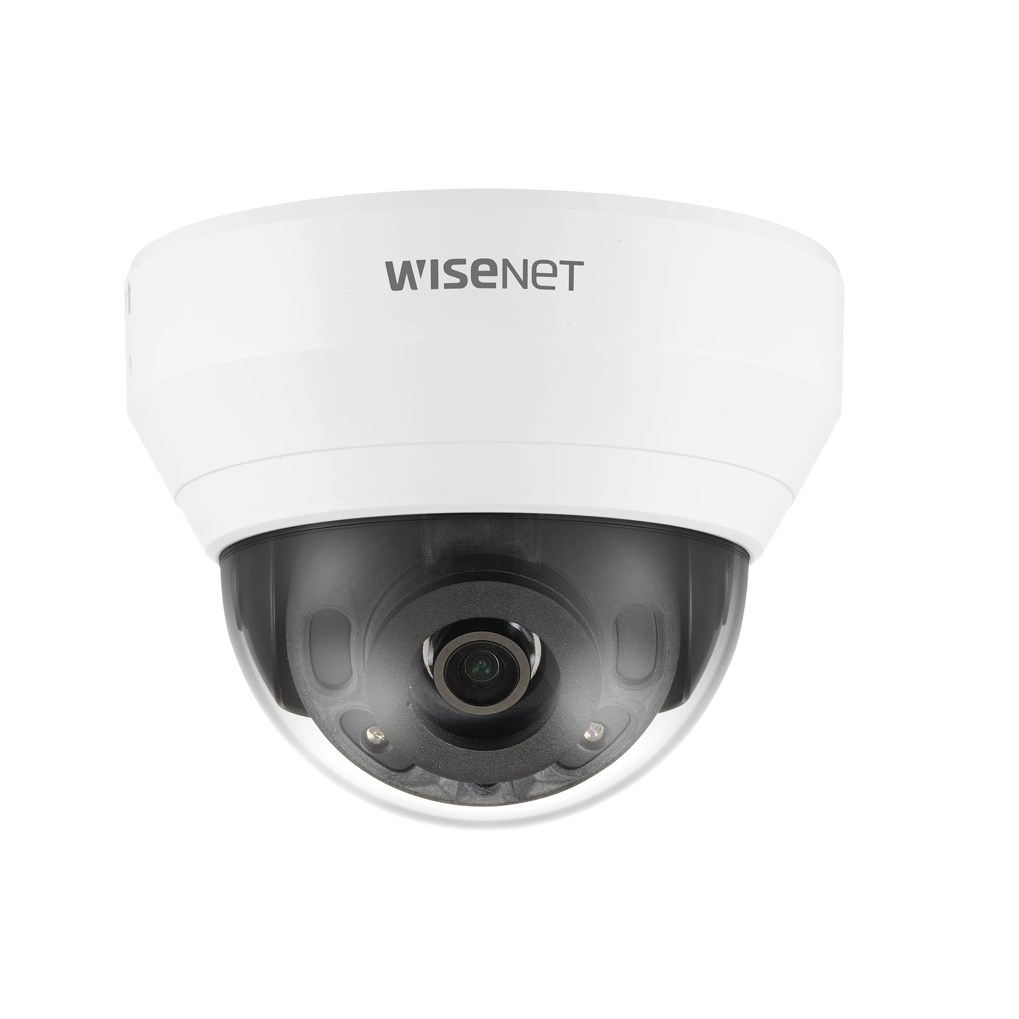 CÁMARA IP TIPO DOMO INTERIOR 2 MEGAPÍXEL / LENTE 4MM / IR 20M / WDR 120DB / H.265 & WISESTREAM / MICRÓFONO INTERCONSTRUIDO-Cámaras IP-HANWHA TECHWIN WISENET-Bsai Seguridad & Controles
