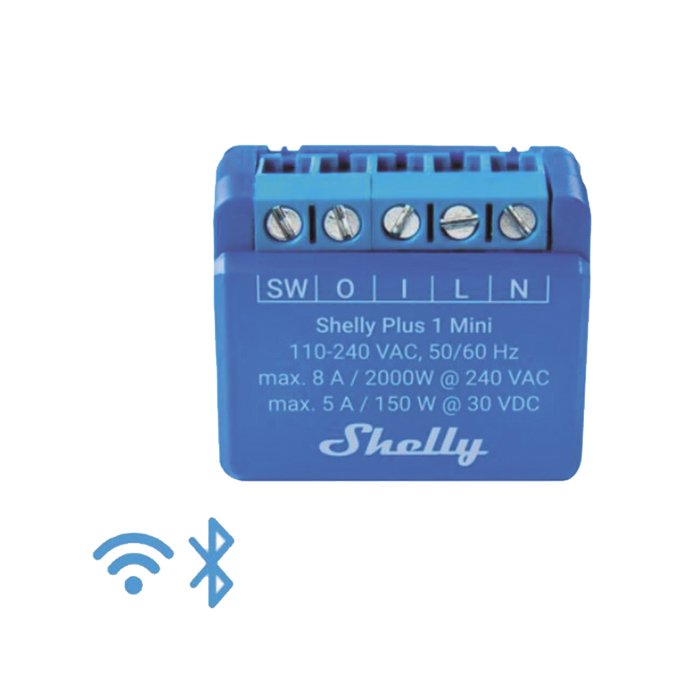 MINI INTERRUPTOR INTELIGENTE CON WI-FI, CONTACTO SECO, 1 CANAL 8A, COMPATIBLE CON ASISTENTES DE VOZ ALEXA Y GOOGLEHOME-Automatización - Casa Inteligente-SHELLY-SHELLYPLUS1MINI-Bsai Seguridad & Controles