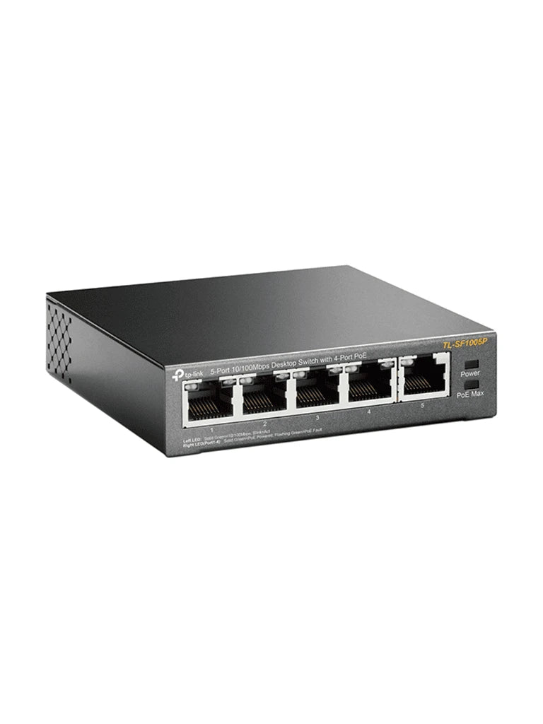TP-LINK TL-SF1005P - SWITCH POE NO ADMINISTRABLE/ 5 PUERTOS FAST ETHERNET/ 4 PUERTOS POE AF/ SUMINISTRO POE HASTA 58W/ MODO EXTENDIDO HASTA 250M DE CONEXIÓN-Switches POE-TP-LINK-Bsai Seguridad & Controles