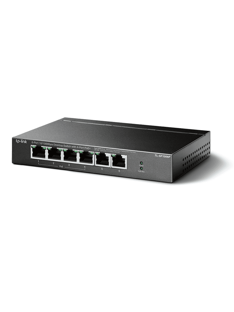 TP-LINK TL-SF1006P - SWITCH POE NO ADMINISTRABLE/ 6 PUERTOS FAST ETHERNET/ 4 PUERTOS POE AF & AT/ SUMINISTRO POE HASTA 67W/ MODO EXTENDIDO HASTA 250M DE CONEXIÓN-Switches POE-TP-LINK-Bsai Seguridad & Controles
